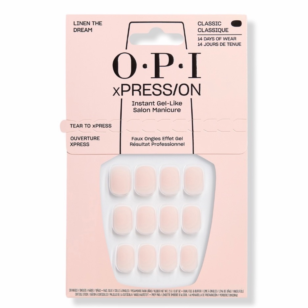 OPI xPRESS/ON Instant Gel-Like Nails “Linen the Dream” NIB